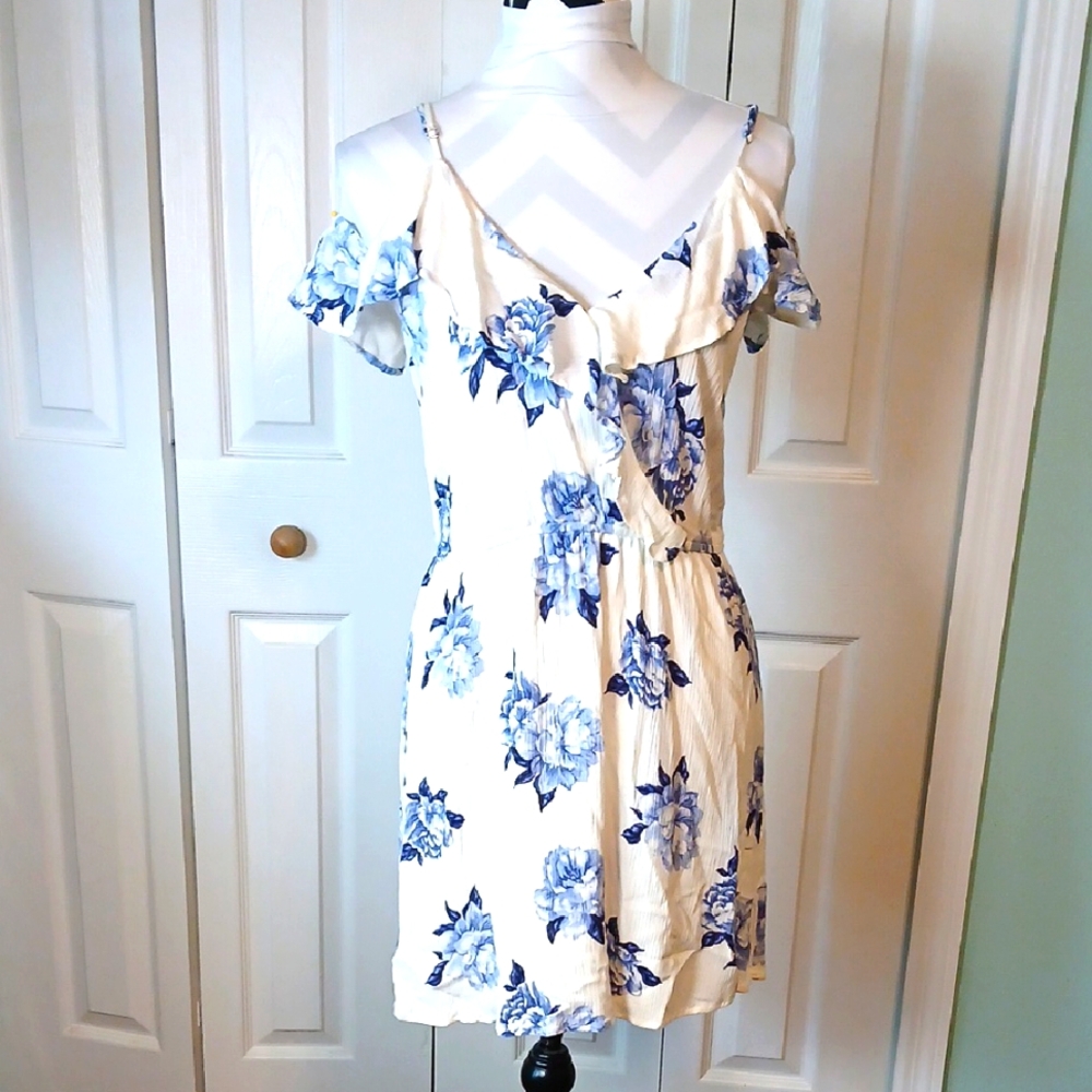 Blu Pepper Floral Blue and White Dress